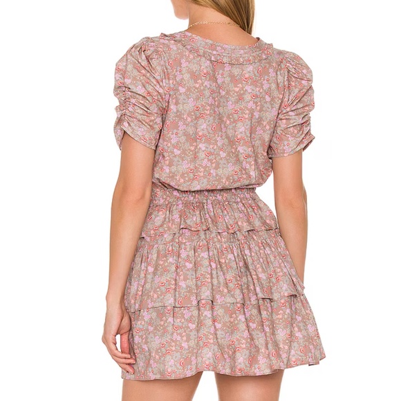 LoveShackFancy Roth Dress | Warm Taupe Sienna Floral | Size Large - Picture 3 of 15